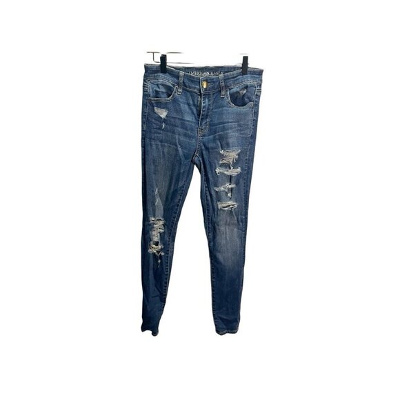 American Eagle Outfitters Jegging Jeans Women 4 Blue Denim Super-Stretch Hi-Rise - Picture 1 of 5